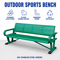 Banc de sport entièrement en aluminium perforé avec vis en acier inoxydable 304, revêtement poudré résistant aux intempéries, dossier ergonomique, couleur personnalisée