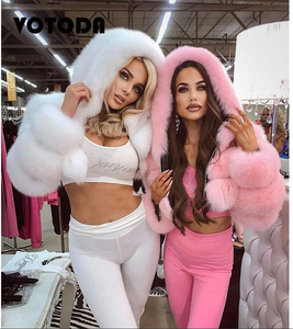 Nuovi Arrivi 2021 Cappotto Invernale con Cappuccio <span class=keywords><strong>in</strong></span> Pelliccia Sintetica Stile Moto Tinta Unita con Cerniera Cappotto Corto da Donna <span class=keywords><strong>in</strong></span> Pelliccia Invernale - Product Image 4
