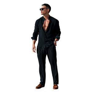 Gingtto venta al por mayor <span class=keywords><strong>de</strong></span> color sólido <span class=keywords><strong>de</strong></span> alta calidad logotipo personalizado conjuntos <span class=keywords><strong>de</strong></span> camisa <span class=keywords><strong>de</strong></span> <span class=keywords><strong>lino</strong></span> para <span class=keywords><strong>hombre</strong></span> - Product Image 4