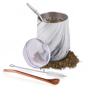 Taza de Erba <span class=keywords><strong>Mate</strong></span> de doble pared de acero inoxidable, tazas de <span class=keywords><strong>Mate</strong></span> negra con paja - Product Image 3