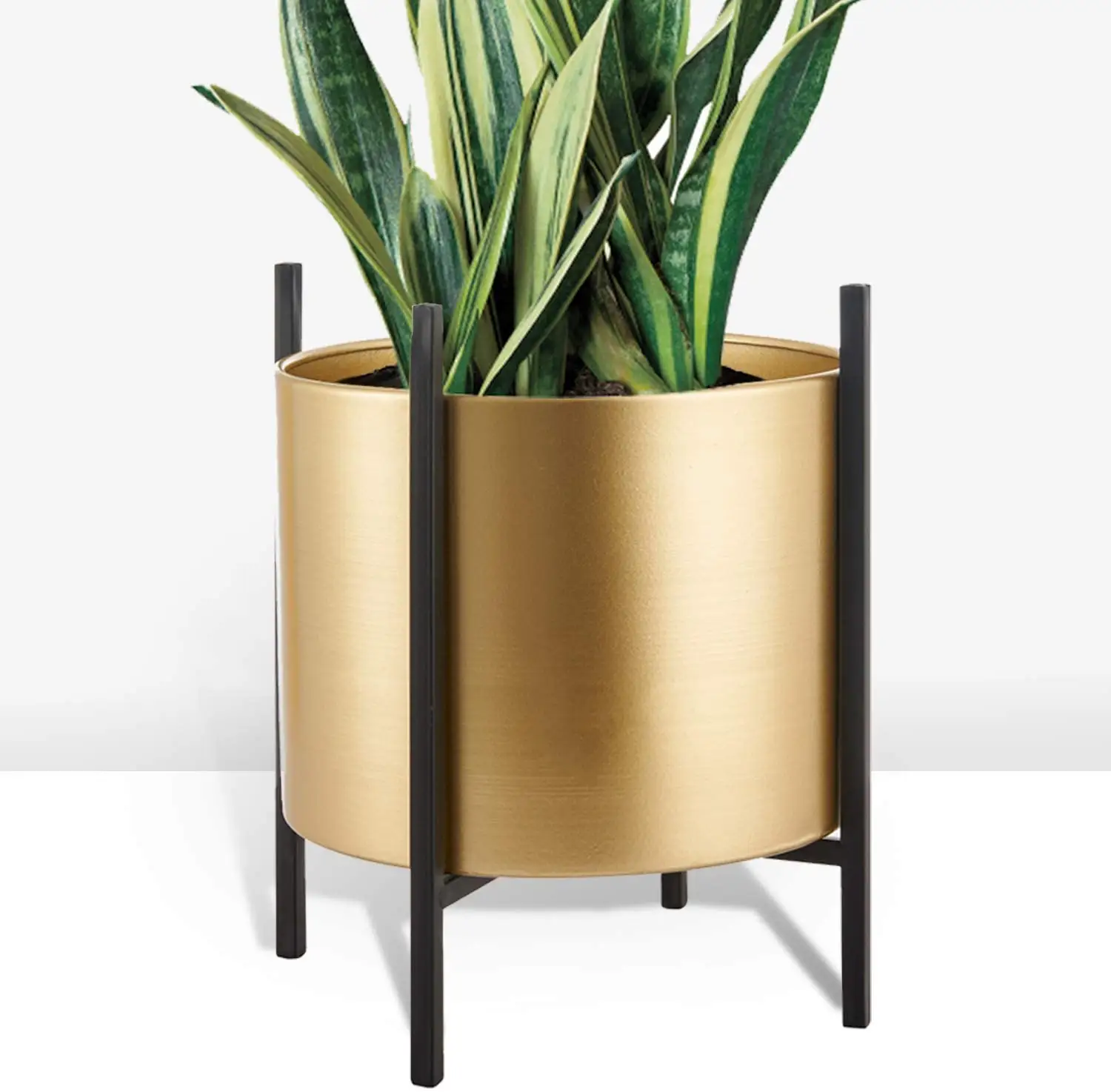 Amii — planteur de sol d'intérieur en métal, décor doré de 7 pouces, pour salon et jardin, pot de fleurs en métal