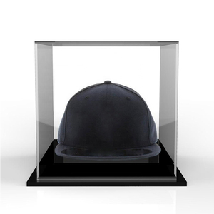High Transparency Acrylic Hat Display Case Clear Acrylic Baseball Cap Showcase Hat Display Box with Black Base