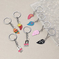 Nouveau porte-clés mignon Hamburg BFF pour couple, pour femmes et hommes, avec pendentif en forme de cœur et lettres de dessin animé, accessoire de mode pour sac à dos, bijou, cadeau