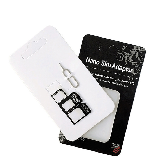 SIM CARD ADAPTER Nano SIM Card to MICRO Standard SIM Replacement Adapter Converter SET 4 in 1 Pack for iPhone for Samsung
