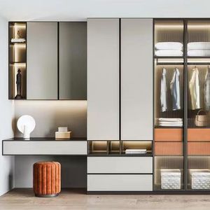 Wooden Bedroom Dressing Table 8 <b>Sliding</b> <b>Door</b> Aluminium <b>Wardrobe</b> <b>with</b> <b>Mirror</b> - Product Image 2