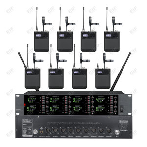 EIF DA-8028 Microphone sans fil professionnel UHF multicanal 8 canaux dynamique et sans fil avec connecteur XLR infrarouge pour performance OEM - Product Image 4