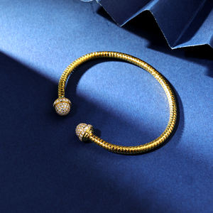 Hot Selling Artic Jewellery Christian Fashion Jewelry <b>925</b> <b>Sterling</b> <b>Silver</b> 18K Yellow Gold Plated Zircon Trendy Cuff <b>Bracelet</b> - Product Image 4