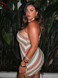 Vestidos de Fiesta Cortos Ajustados Transpirables con Cuello Redondo y Dobladillo con Volantes de Cintura Alta Multicolores Personalizados para Mujer de Verano - Product Image 5