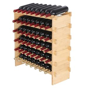 Estantes de almacenamiento de botellas de vino de madera apilables verticales, estantes de vino de bambú de suelo independiente moderno para el hogar - Product Image 1