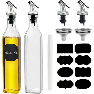 500ml Oil and Vinegar Dispenser Set Lead Free Glass Material Olive Bottles With Oil Pourer kitchen Oil dispenser