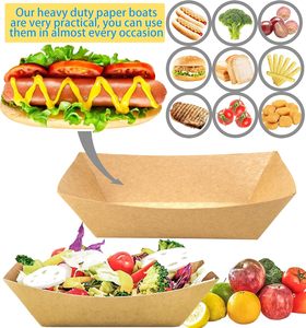 Factory Custom Logo Color Snack Disposable Kraft Paper Food Serving Tray Brown French Fries Tacos BBQ Fries Paper Food Tray - Product Image 6