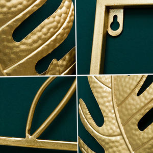 Décoration murale moderne en métal doré en forme de feuille, ornement mural moderne en métal pour la décoration intérieure - Product Image 5