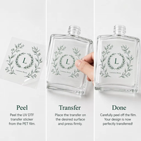 Autocollants de transfert UV DTF personnalisés, impression de logo botanique, film transparent sans fond, décalcomanie pour bouteille en verre, OEM, faible MOQ