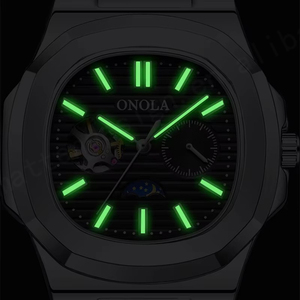 Gran oferta ONOLA 3855, reloj mecánico completamente automático hueco de negocios para hombres, reloj de banda de acero inoxidable resistente al agua de alta calidad - Product Image 5