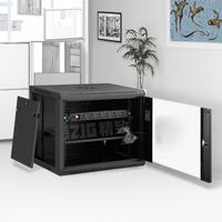 Armoire réseau murale compacte de 19 pouces 4U-6U, mini-rack de serveur en acier laminé à froid avec porte en verre trempé, anti-éclats