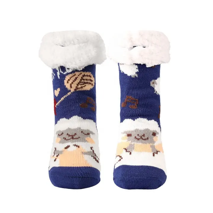 Fiona RTS Thermal Winter Warm Fuzzy Slipper Cartoon Animal Cute Floor Anti-Slip Fleece Lined Sleep Fluffy Warm Thick Socks