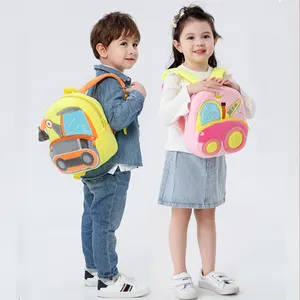 Atacado Personalizado Crianças Bonito Engenharia Car Backpack Veículo Escavadeira Dump Truck Cartoon Plush Bags Zipper Lightweight Backpack