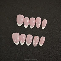 Nouvel Arrivage en Gros : Faux Ongles en Acrylique Couvrants, Peints à la Main, Motif Nœud Amande en Relief, Style Ins Rose, 10 Pièces