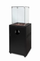 5 pièces Brasero à gaz autoportant en verre trempé noir, design compact, pour usage extérieur en jardin, haute résistance thermique, avec pierres de verre