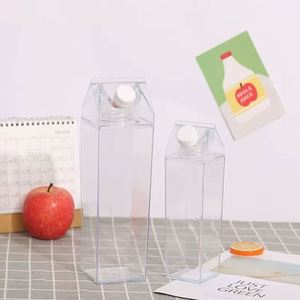 Bouteille d'eau en plastique transparente réutilisable sans BPA, type carton de lait, 500 ml et 1000 ml, carrée, modèle 2026, la plus vendue - Product Image 4
