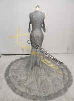 Ocstrade brillant strass argent robes de bal femmes dame élégante voir à travers Sexy Bling tissu robes de bal 2025 fête
