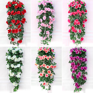 Artificial Rose Vine Wall Hanging Silk Flowers High Simulation Indoor Outdoor Wedding Home Decoration - Product Image 2