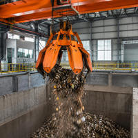 Grue à pelle grue de type QZ pour traitement des déchets, avec godet de préhension, commande PLC, moteur, hauteur de levage 25m, haute performance, facile à utiliser