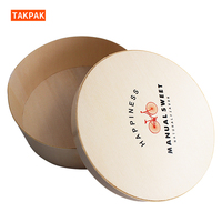 Boîtes de pâturage présente un emballage Récipient de cadeaux rond en bois avec des rubans colorés Habillé Boîte à fromage ronde en bois Boîte en bois
