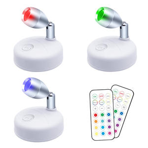 Planet 13-Color LED Cabinet Spotlight RGBW Remote Control Surface Mounted Night <b>Light</b> <b>With</b> Adjustable Angle <b>Battery</b> Powered - Product Image 1