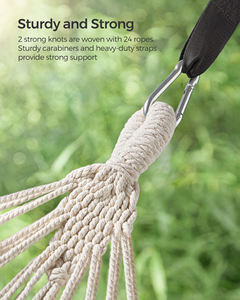 SONGMICS Foldable Cotton <strong>Hammock</strong> Durable Portable with Travel Bag Modern Design for Indoor/Outdoor Garden Camping Gym Use - Product Image 3