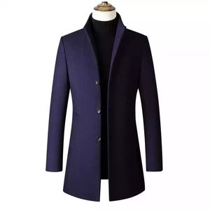 MF9002 nuovo Design stile britannico semplice autunno inverno <span class=keywords><strong>Trench</strong></span> sottile cappotto di lana da <span class=keywords><strong>uomo</strong></span> cappotto lungo in lana per gli uomini - Product Image 1