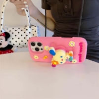 Étuis de téléphone antichoc en silicone véritable avec motif de lapin fleuri de dessin animé mignon pour 16 15 14 13 Pro Max