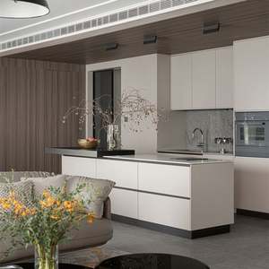 Gabinetes de Cocina Modulares de Madera Contrachapada de Alta Gama, Personalizados, de Lujo, con Accesorios de Acero Inoxidable, con Alacena e Isla - Product Image 5