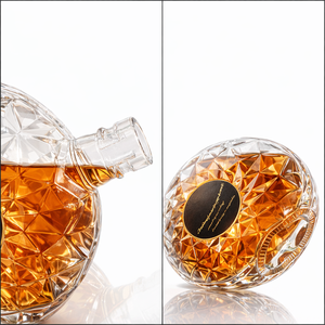 Bouteille décanteuse en verre super flint de 700 ml, transparente, plate et ronde, pour <span class=keywords><strong>Cognac</strong></span> XO, spiritueux et liqueurs de luxe, personnalisable, vente en gros - Product Image 5