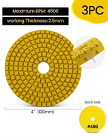 Pads de polissage diamantés 7 étapes JDK 100MM, pads de 50 à 3000 grains, kit de polissage humide/sec pour granit, marbre, pierre, carrelage