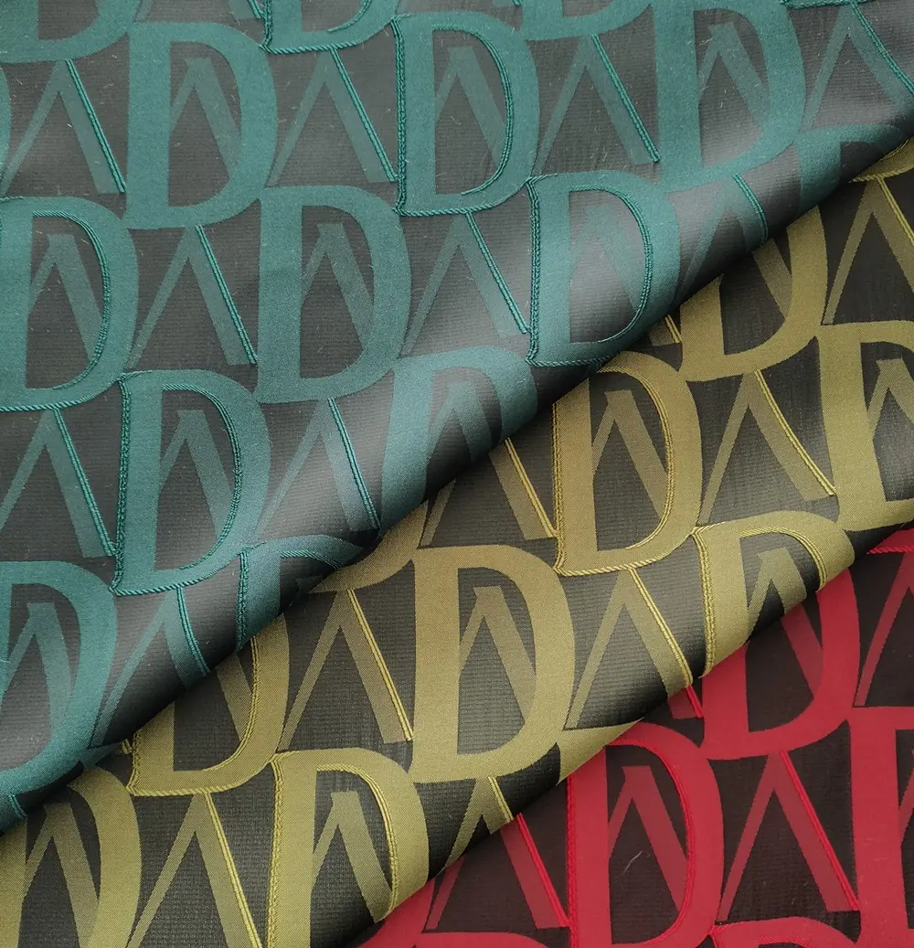 144gsm Light Polyester Custom Logo Made Woven Jacquard Fabrics for Dresses Tote bag