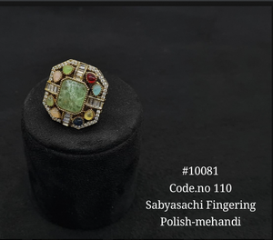 Sabyasachi Fingering Style Natural Stone Accessories Caret Plated Sabyasachi Fingering Jewelry Making <b>Craft</b> Components - Product Image 5