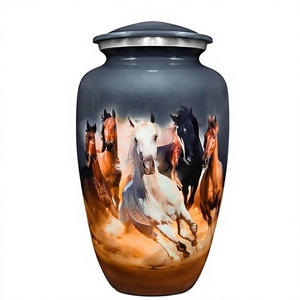 Urne funéraire décorative de qualité supérieure en aluminium blanc pour cendres de chevaux, grande urne commémorative décorative pour cendres de chevaux - Product Image 1