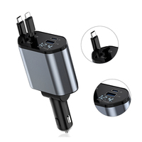 Cargadores PD 120W charge rapide 4 en 1 chargeur de voiture USB rétractable type C adaptateur téléphone portable chargeur de voiture USB avec câbles