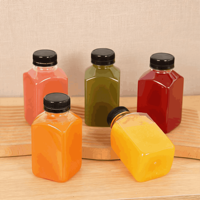 Bouteilles carrées de jus de 480 ml avec bouchon en plastique PET, surface givrée, logo personnalisé, bouchon à vis - différentes tailles 12 oz