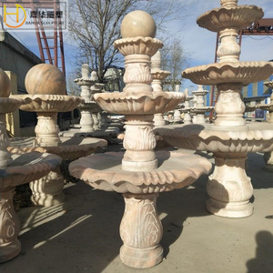 Fontaine sculptée en pierre Jiahua à trois niveaux, bassin d'eau extérieur de style européen, sculpture de colonne durable pour jardin - Product Image 1