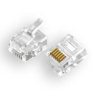 XL-203 Rj12 6P6C 6针连接器插头标准透明公Rj45母连接器防水24v母面板连接器Cat3