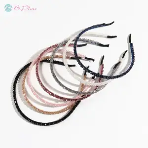B.PHNE Fashion Bling Bling doppia fila di cristallo personalizzato strass fascia per le donne ragazze capelli sottili cerchietto