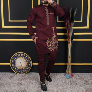 <span class=keywords><strong>Tenue</strong></span> Dashiki <span class=keywords><strong>moderne</strong></span> pour hommes africains, ensemble tunique et pantalon brodés à manches longues, vêtements ethniques formels pour les affaires et les événements - Product Image 1