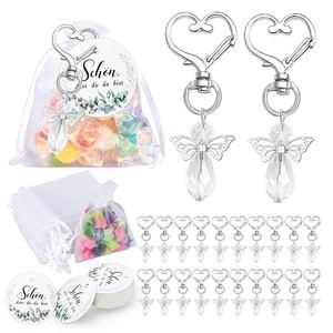 Logistics 30 Sets Angel Keychain Favor Bulk Crystal Angel Wing Organza Bag Thank You Tag Celebration of Life <b>Memorial</b> - Product Image 1