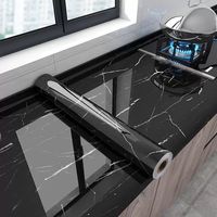 Papier peint marbré brillant laminé à froid, multicolore, rouleau de papier adhésif pour cuisine, salle de bain, autocollant imperméable pour table et cuisine