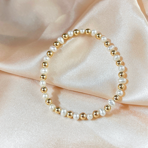 Pulsera de Perlas con Cuentas Chapada en Oro de 14k de Alta Calidad y Estilo Nuevo, Joyería Permanente de Moda para Mujer - Product Image 3