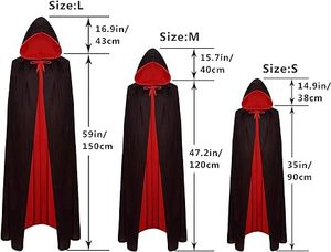 Mantello di vampiro <span class=keywords><strong>Costume</strong></span> di Halloween reversibili mantelli da <span class=keywords><strong>strega</strong></span> vampiro con cappuccio per adulti o bambini travestiti da Cosplay per feste - Product Image 6