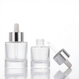 Luxury Heavy Glass Serum <b>Bottles</b> 30ml <b>Dropper</b> <b>Bottle</b> LingKa LK01 Cylinder Shape Screen Printed - Product Image 2