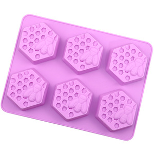 6 Cavity Honeycomb <b>Silicone</b> Cake Mold Hexagon Shape For <b>Baking</b> And Soap Making DIY Home Use Oven Safe - Product Image 2
